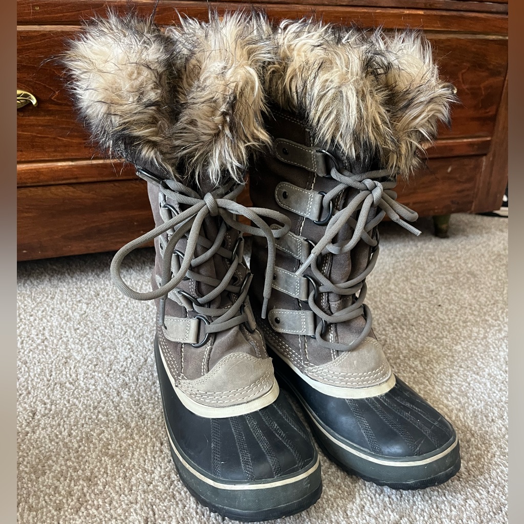 Sorel Joan Of Arctic Winter Boots Fur Suede Waterproof Snow Warm Size 7